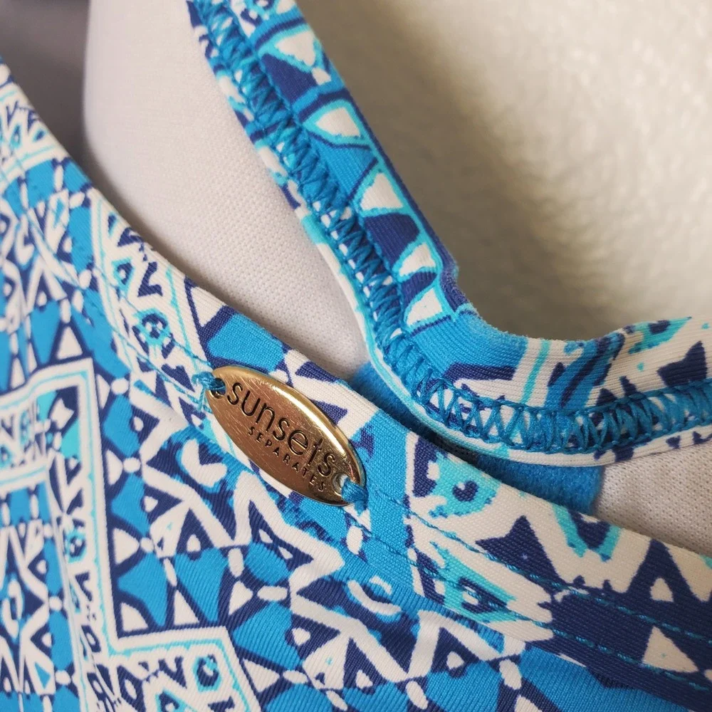 Curve by Sunsets‎ Tangier Iconic Twist Underwire Tankini Swim Top Blue White 20W